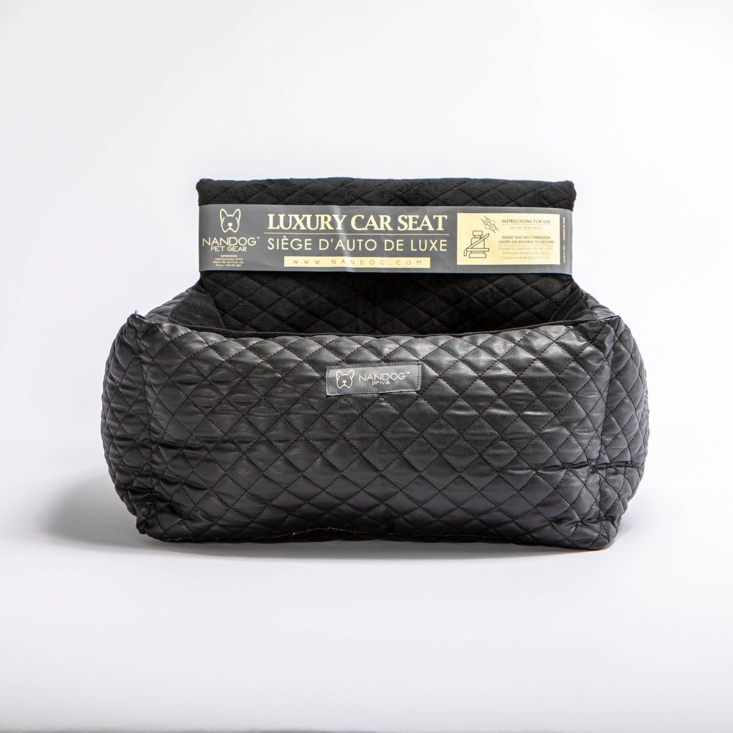 Nandog Pet Gear Florida Authorized Reseller - NANDOG Car Seat Quilted Vegan Leather BLACK Image
