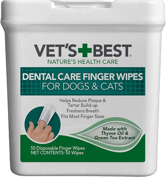 Vet's Best Dental Care Teeth Cleaning Finger Wipes for dogs and cats 50 Count
