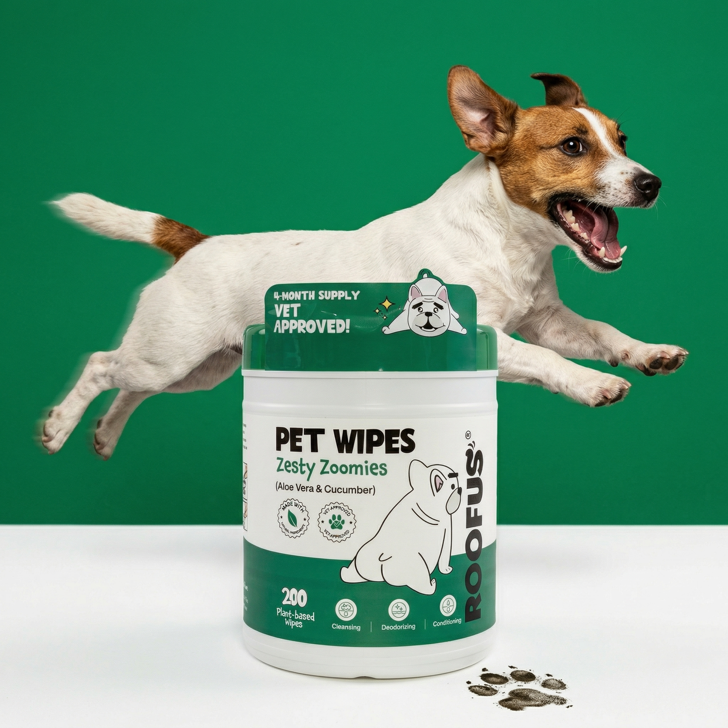 Roofus - Hydrating Pet Wipes | Zesty Zoomies | 200 XL Wipes Image