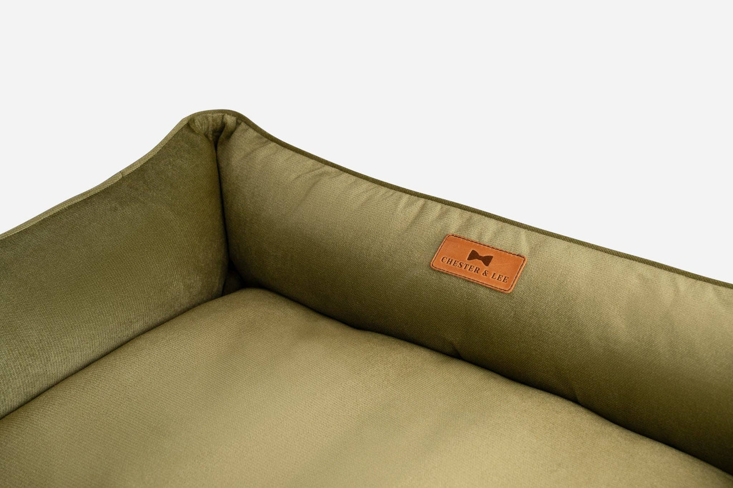 Chester & Lee - Vibrant Velvet Sleeper Dog Bed Olive Image