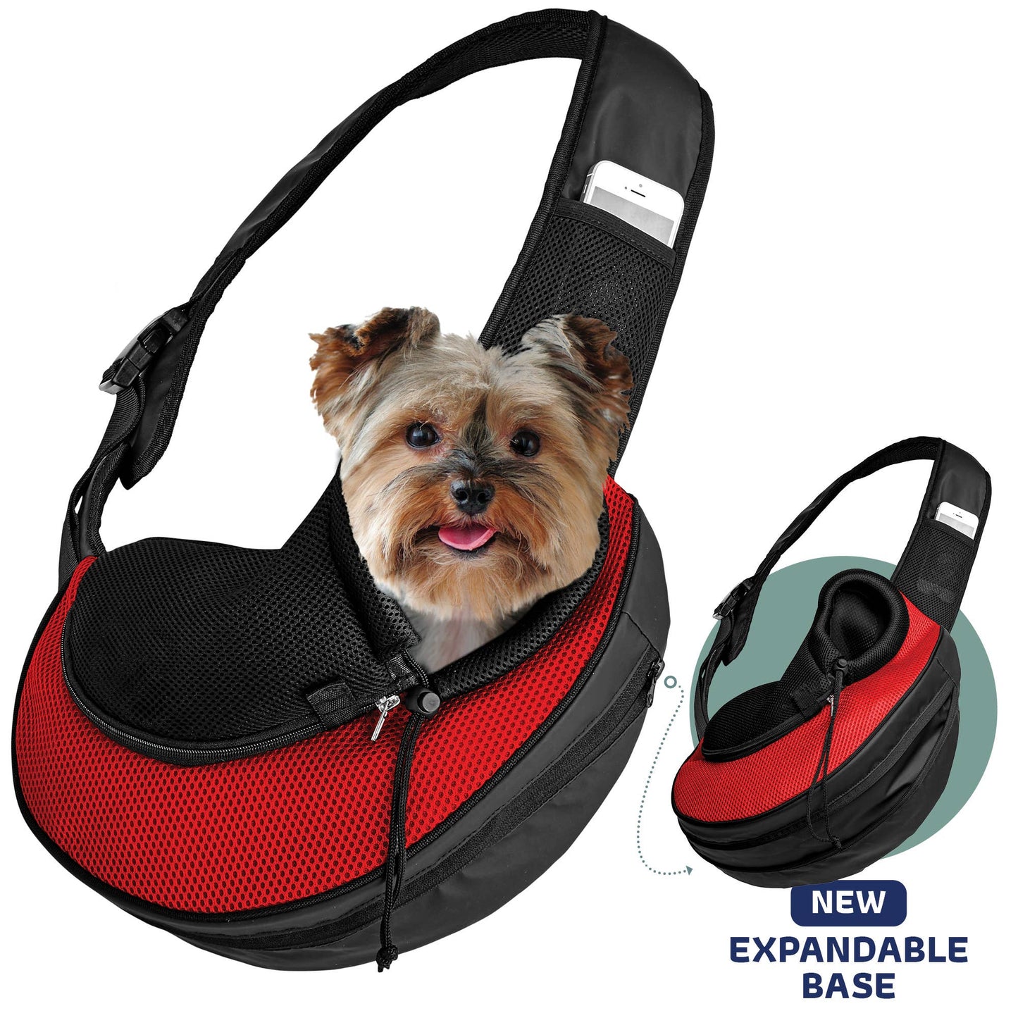 Katziela - Pet Carrier Expandable Sling For Small Dogs And Cats Black Image