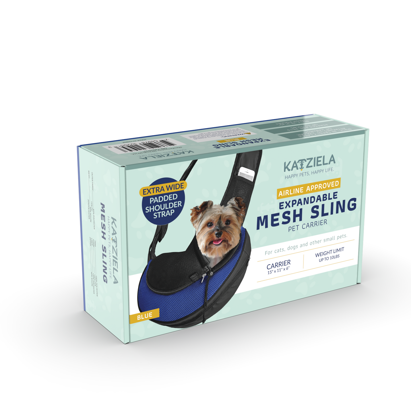 Katziela - Pet Carrier Expandable Sling For Small Dogs And Cats Black Image