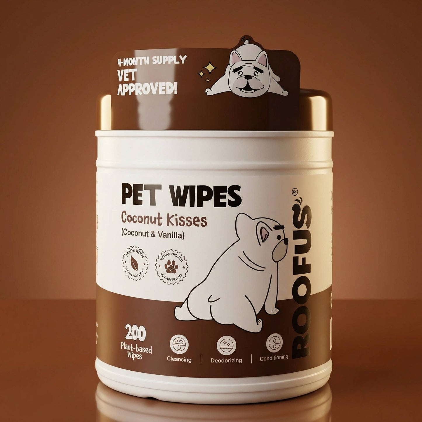 Roofus - Refreshing Pet Wipes | Coconut Kisses | 200 XL Wipes Image