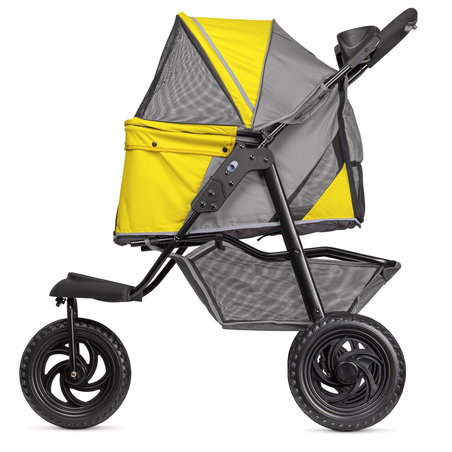 Dogline - TrailRunner Pet Stroller with 12" Mixed Terrain Rubber Tires Gray/Yellow Image