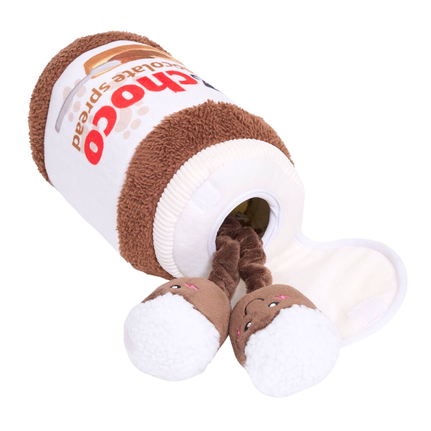 ZippyPaws Bungee Burrow Chocolate Spread Jar Plush Dog Toy Image