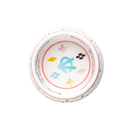 Haute Diggity Dog - White Chewy Vuiton Dog Bowl - 3 Sizes!! Dog Food Bowl Image