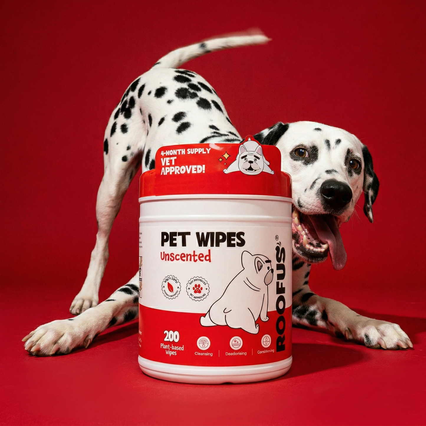 Roofus - Hypoallergenic Pet Wipes | Fragrance Free | 200 XL Wipes Image
