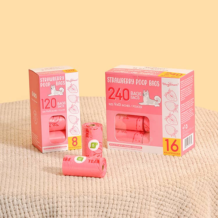 Hugsmart Products Inc - HugSmart Pet - Poop Bag | Strawberry Poop Bags 8pack Image