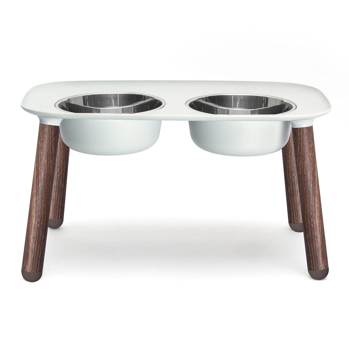 Messy Mutts Elevated Double Feeder w/Stainless Bowls Grey Wd Image
