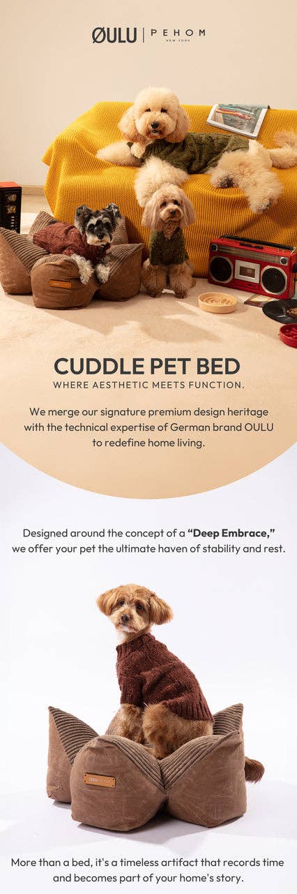 PEHOM - OULU X PEHOM - CUDDLE PET PILLOW BED- Navy Blue / Olive Green / Canyon Brown Image