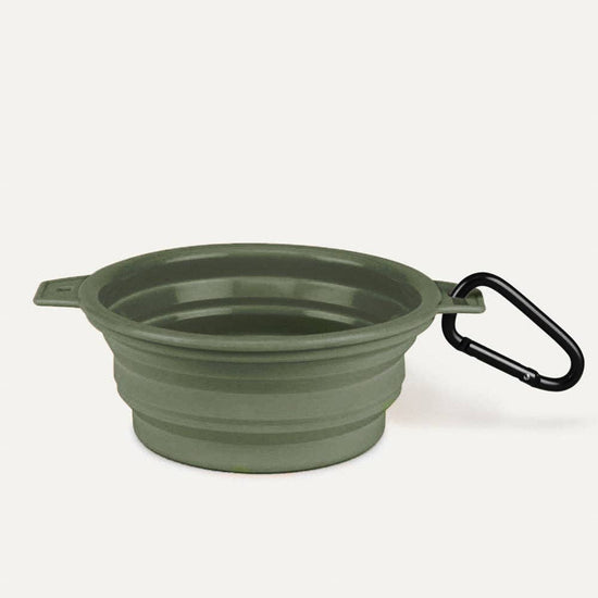 Load image into Gallery viewer, Tilley + Me - Desert Tones Travel Collapsible Pet Bowl with Carabiner Clip Army Green Image
