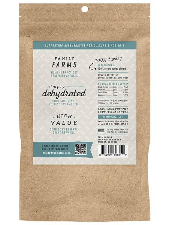 Farm Hounds - Turkey Gizzard Trainer - All-Natural Dog Treats - 4oz Image