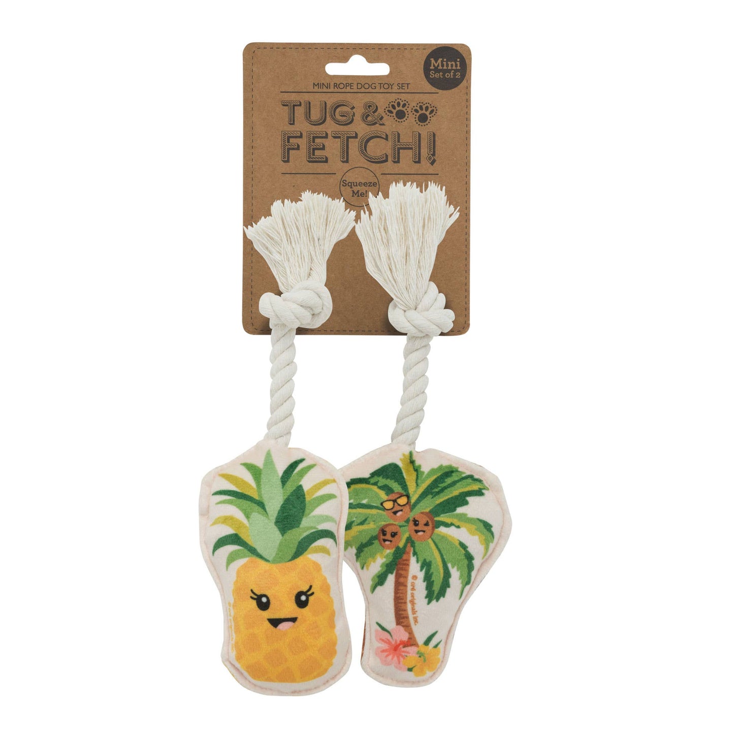 Load image into Gallery viewer, Speckle and Spot by Ore’ Originals - Mini Dog Toy Set | Palm Tree &amp;amp; Pineapple  Image
