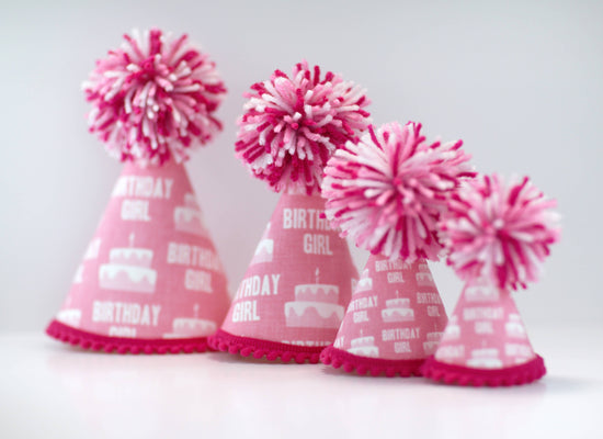 Pup Party Hats - Birthday Girl Pink Ink Party Hat