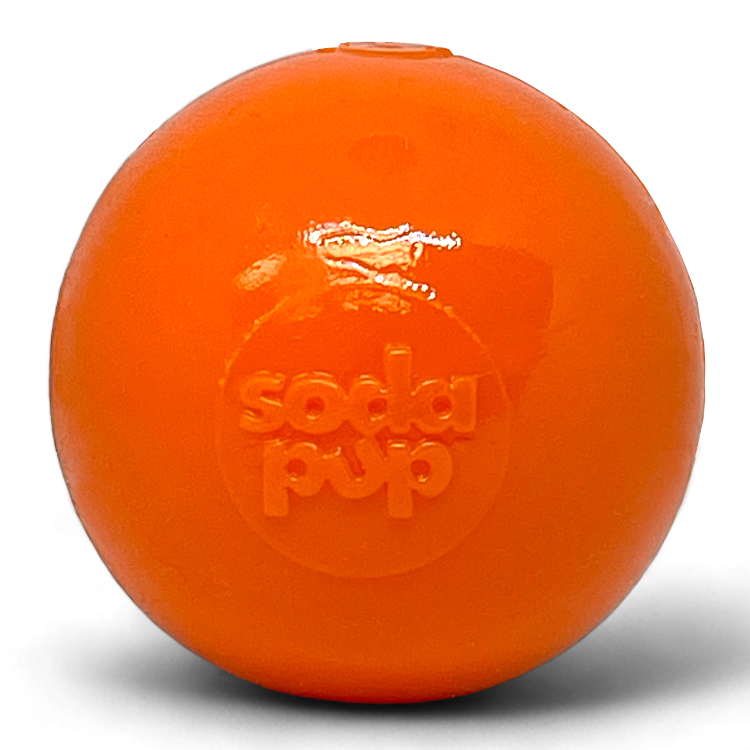 SodaPup Dog Toys - Squeak Ball Ultra Durable PUP-X Squeaking, Chewing, Floating & Retrieving Ball Medium Squeaker Ball - orange Image
