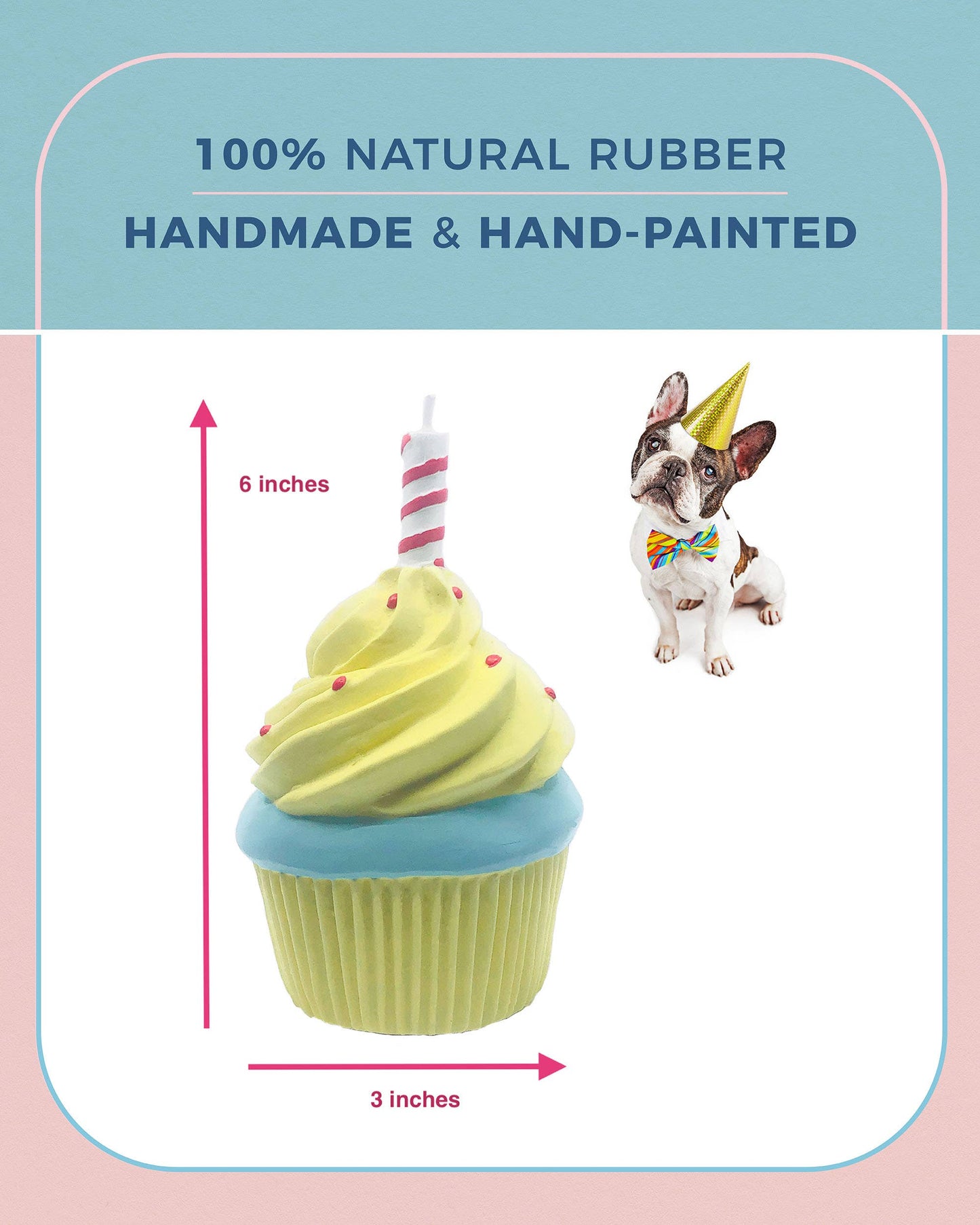 Birthday Cupcake Squeaky Natural  Rubber Dog Toy Medium Size  Image