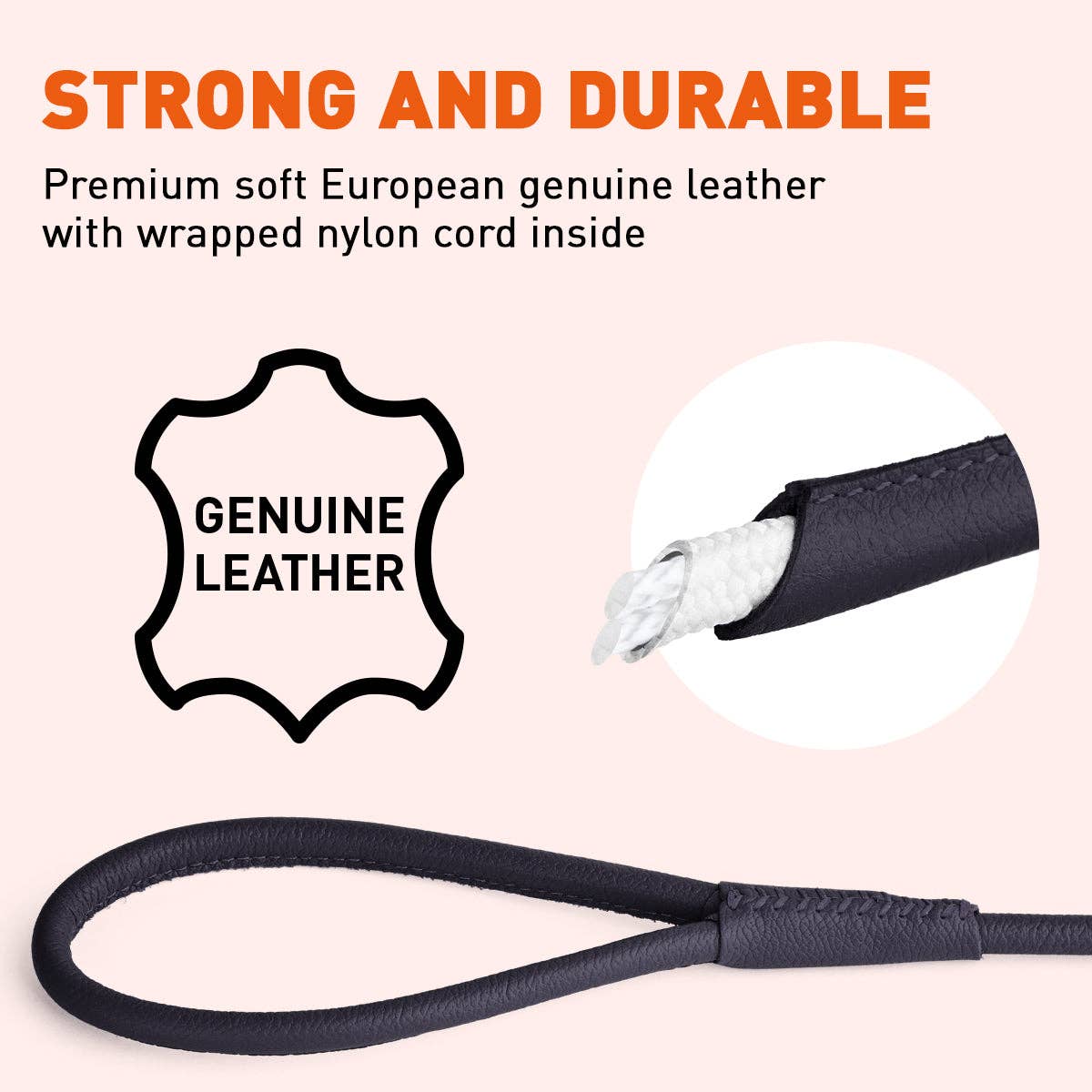 Dogline - Soft Leather Round Lead Image