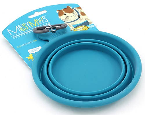 Messy Mutts Silicone Collapsible Bowl Blue Image