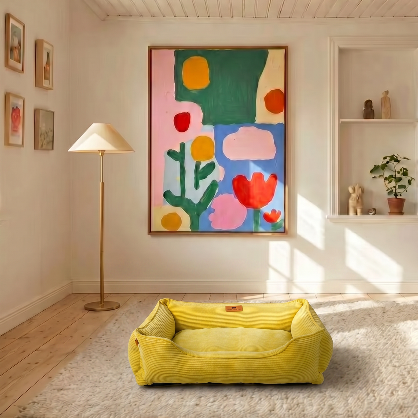 Chester & Lee - Fancy Corduroy Sleeper Dog Bed Sunny Yellow Image