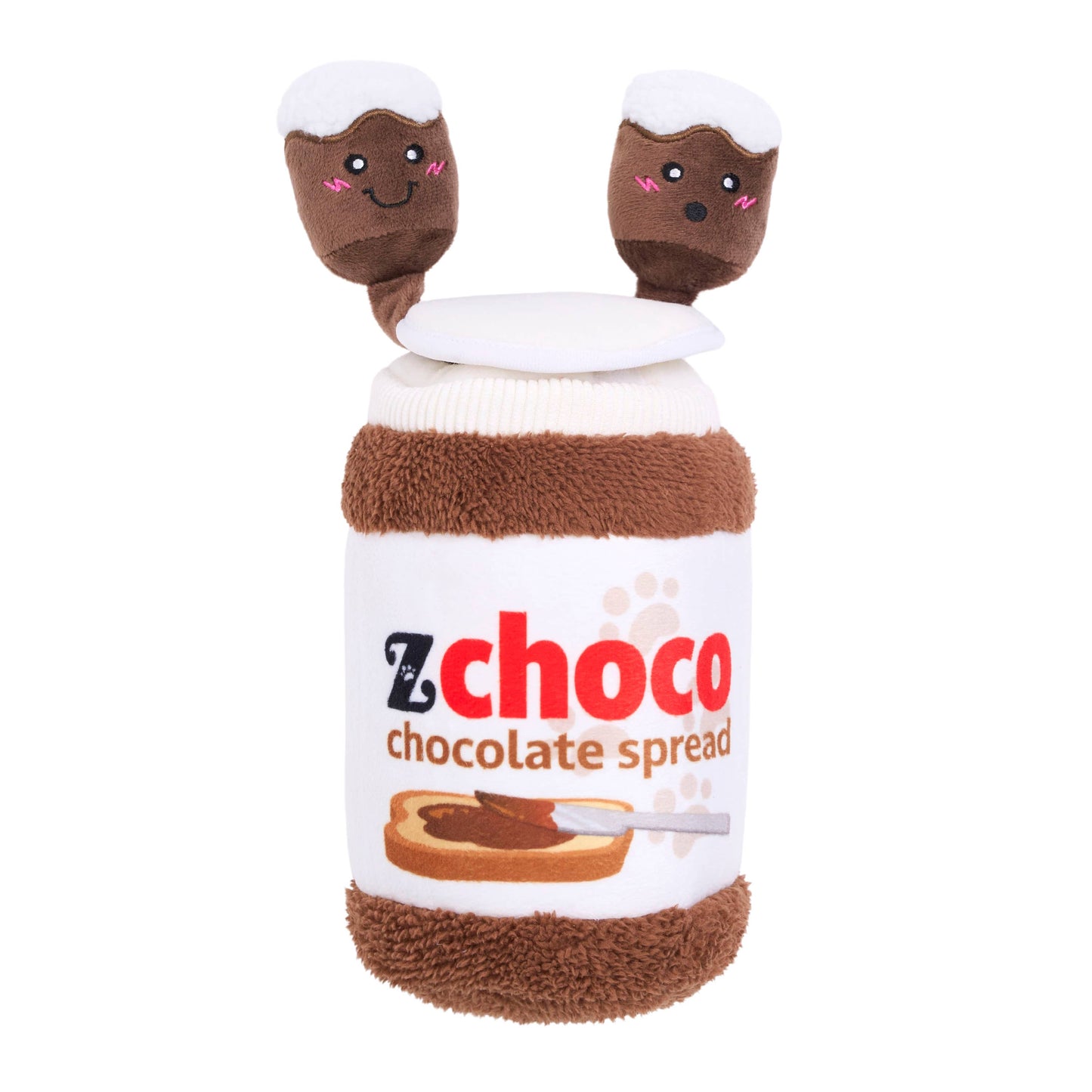 ZippyPaws Bungee Burrow Chocolate Spread Jar Plush Dog Toy Image