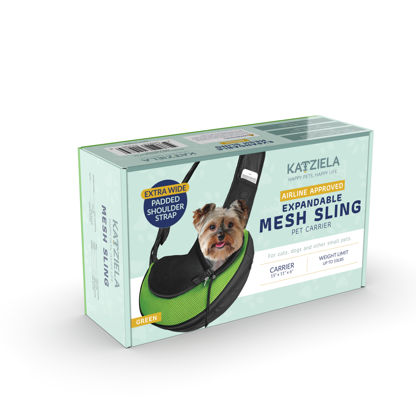 Katziela - Pet Carrier Expandable Sling For Small Dogs And Cats Black Image