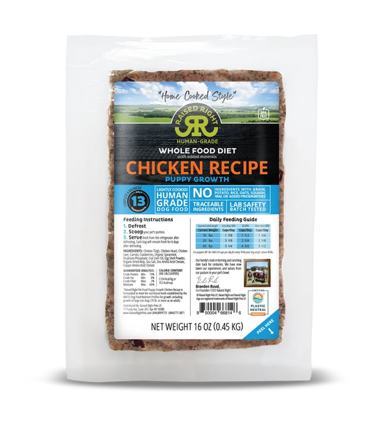 Raised Right Gently Cooked Puppy Food Chicken 16 Oz Image