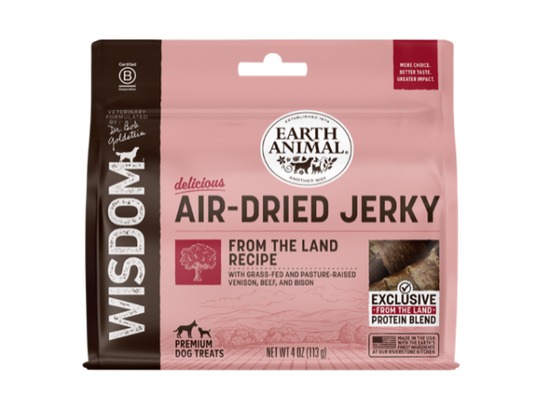Earth Animal Wisdom™ Air-Dried Jerky From The Land recipe Venison Beef Bison Image