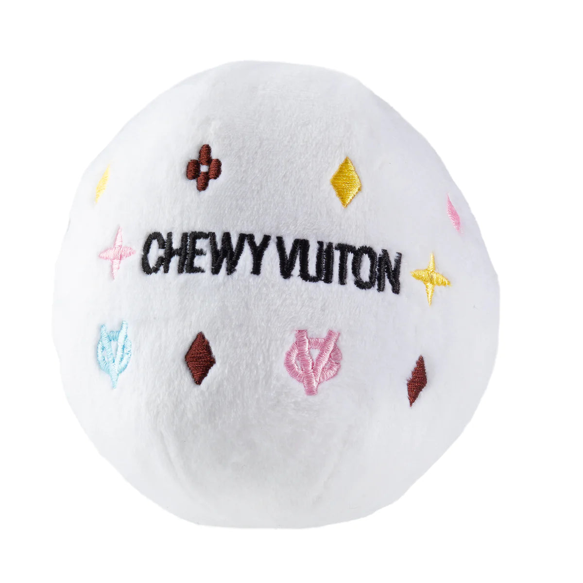 Haute Diggity Dog - White Chewy Vuiton Bone and Ball Squeaker Dog Toy: Large Ball Image