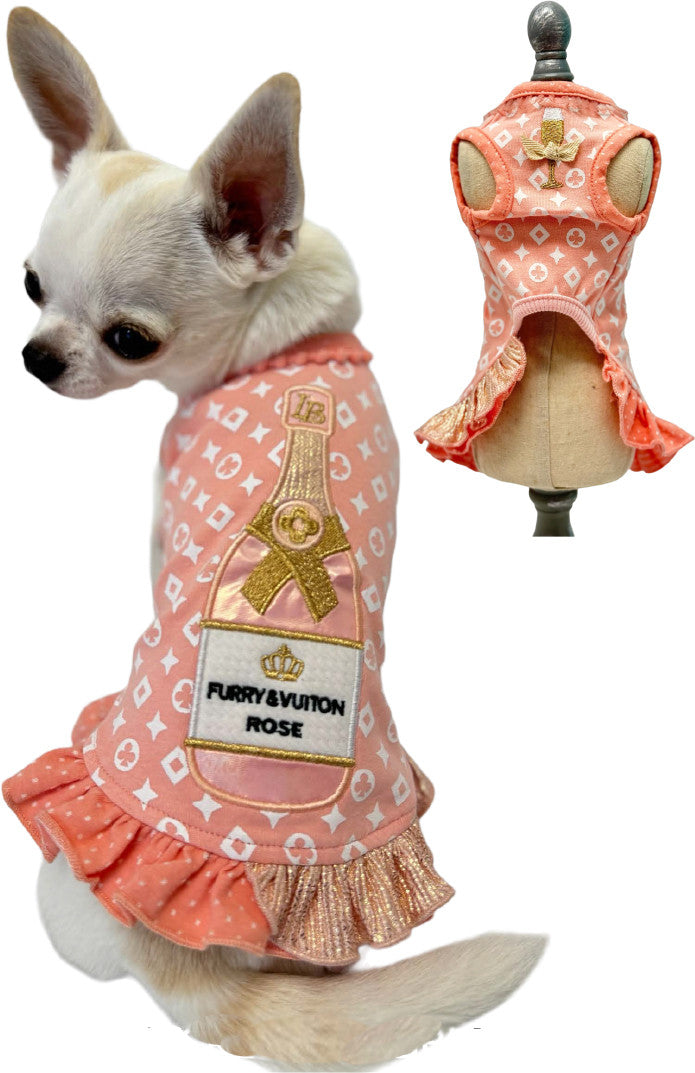 Furry Vuiton Champagne Peaches and Cream Bubbles Dress