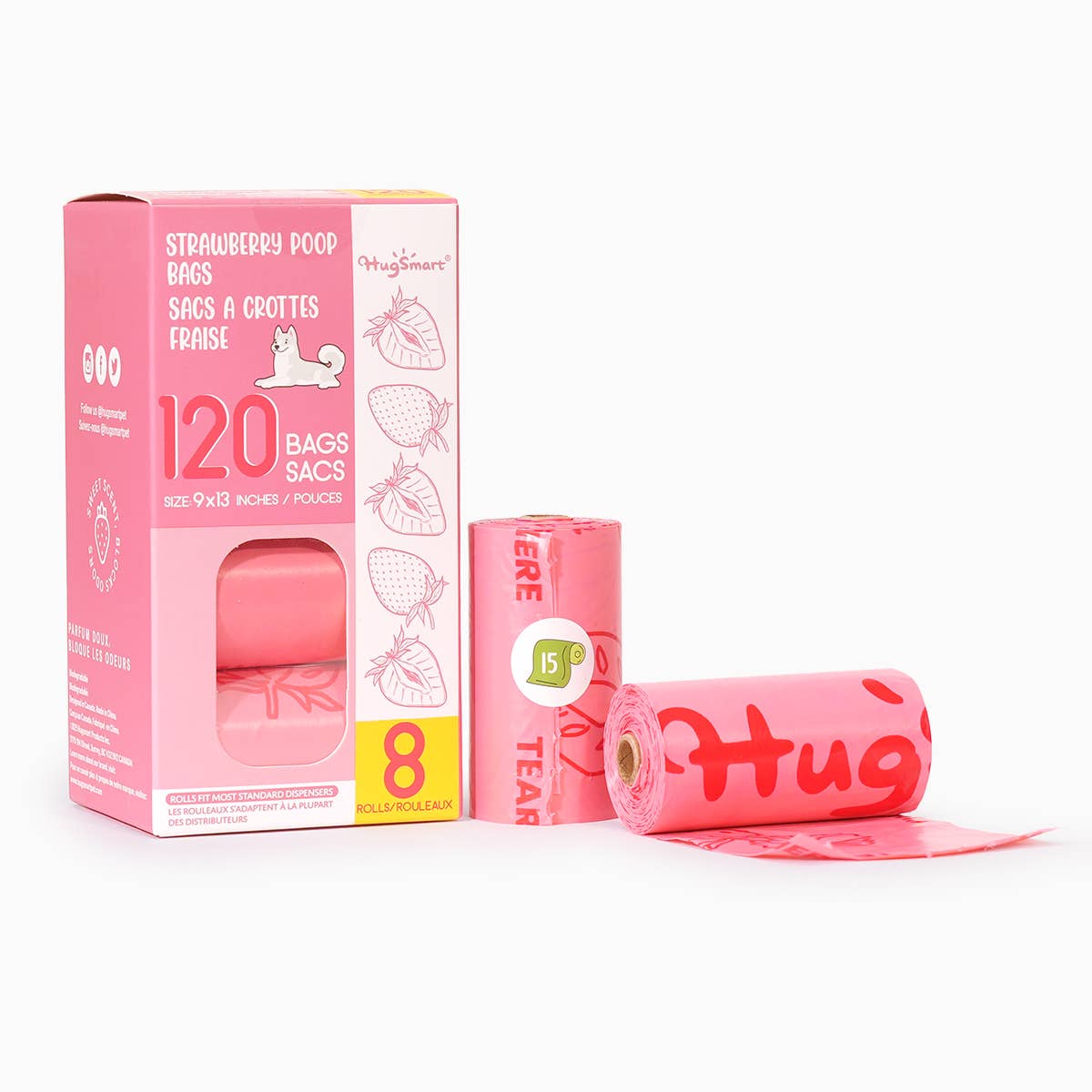 Hugsmart Products Inc - HugSmart Pet - Poop Bag | Strawberry Poop Bags 8pack Image