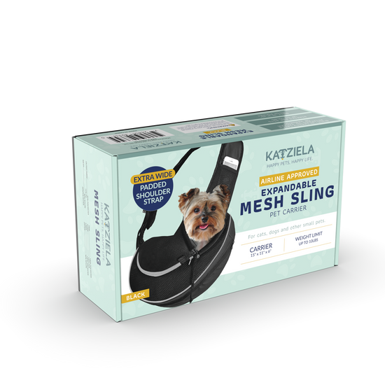 Katziela - Pet Carrier Expandable Sling For Small Dogs And Cats Black Image