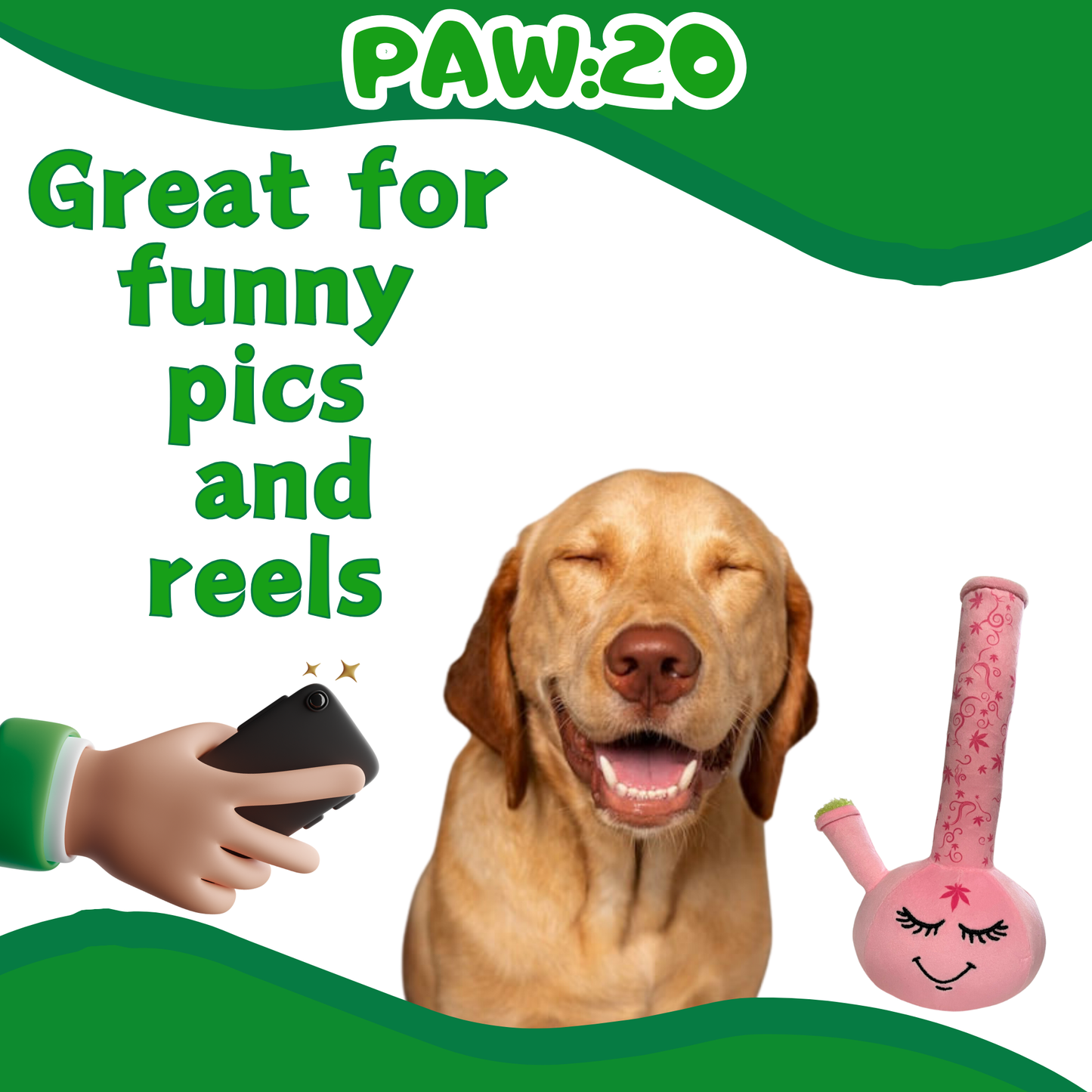 PAW:20 - Harmony Bong, Parody Plush Squeaky 420 Dog Toy Image