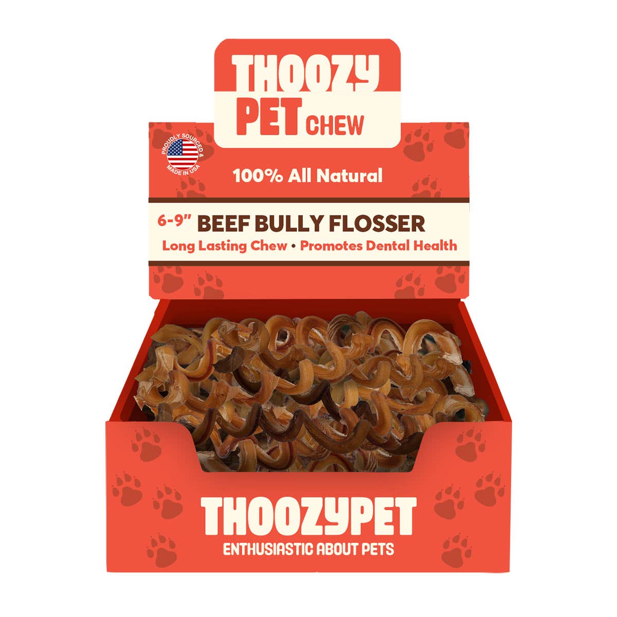Pet Palette Distribution - ThoozyPet USA-Sourced Beef Bully Flosser Dog Chews 6-9" 15ct Image