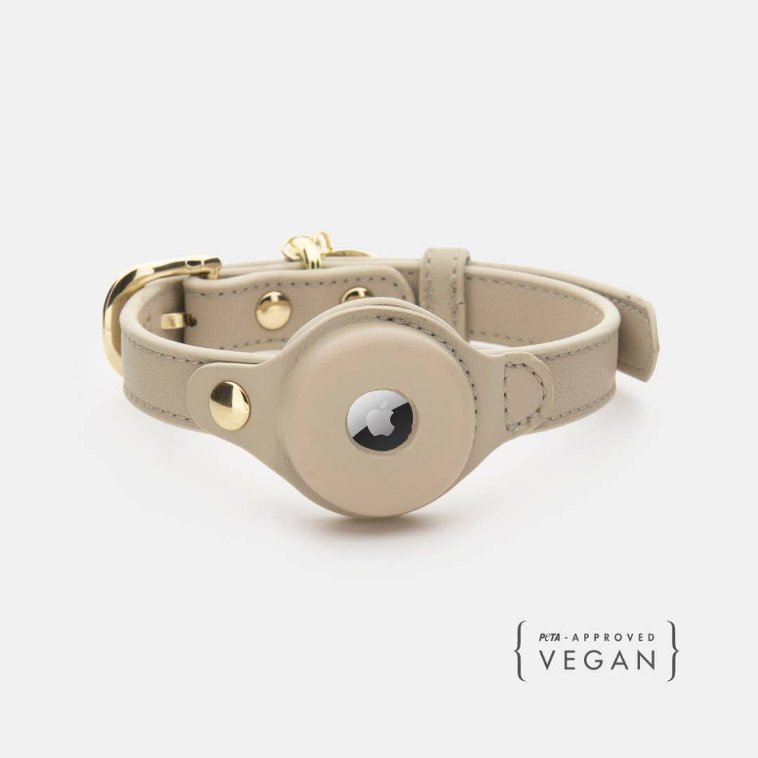 Nina Woof - Collar - Air Tag Enabled - Vegan Leather - Cupertino Beige Image