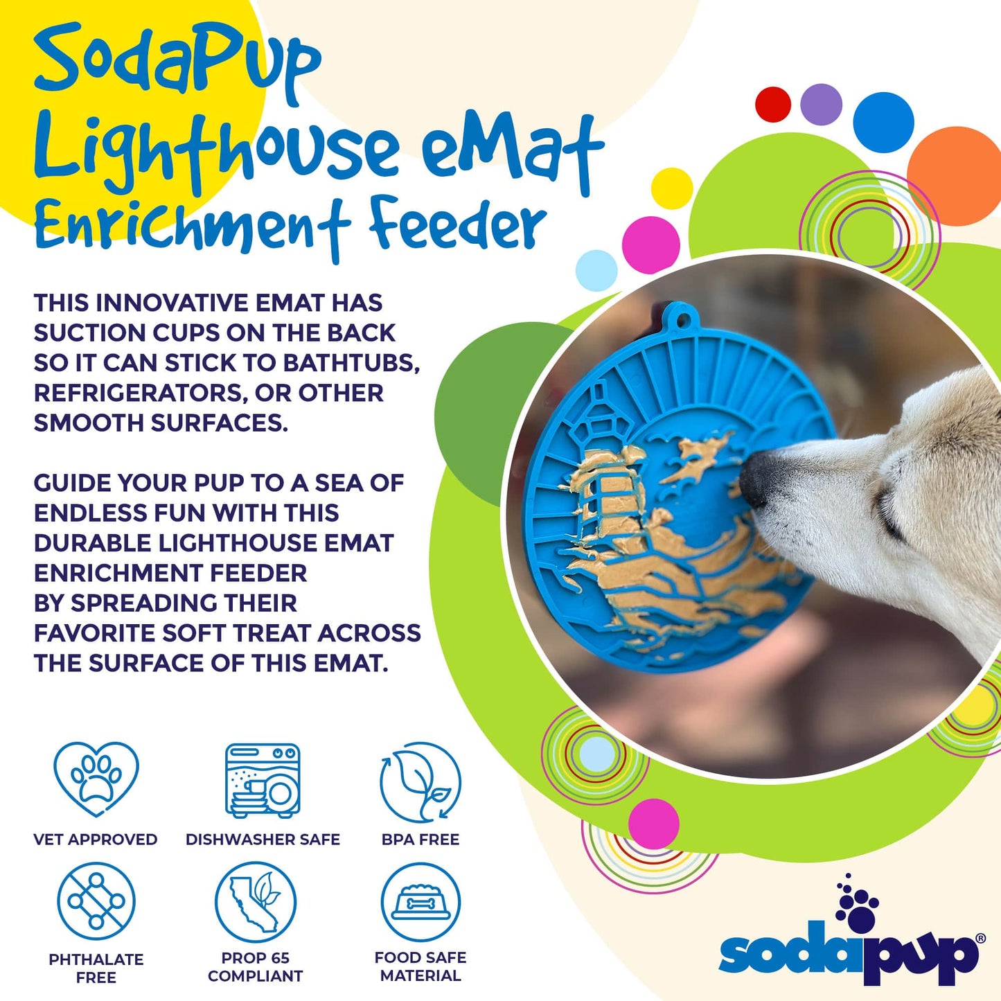 SodaPup Dog Toys - Lighthouse eMat Enrichment Lick Mat With Suction Cups Image