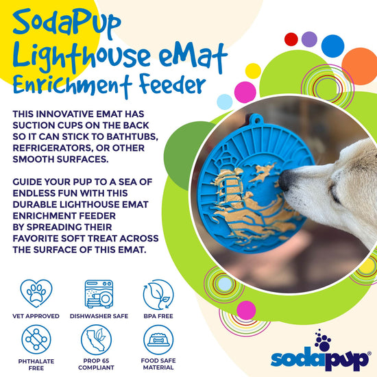 SodaPup Dog Toys - Lighthouse eMat Enrichment Lick Mat With Suction Cups Image