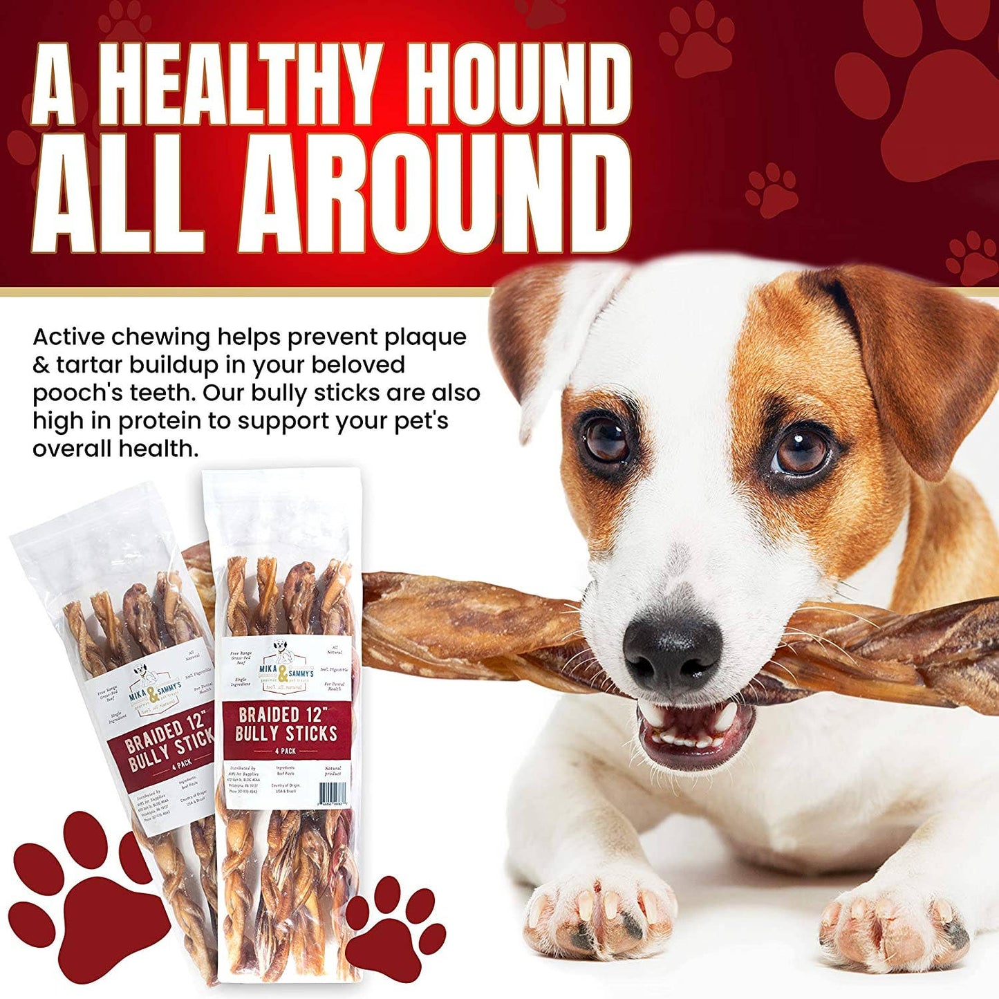 Mika and Sammy's Gourmet Pet Treats - Braided Bully Sticks Image