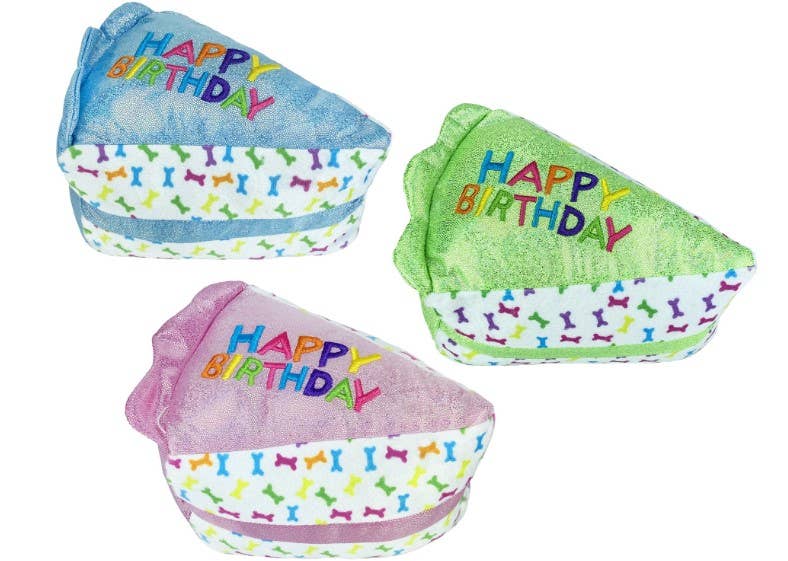 Pet Palette Distribution - Multipet Birthday Cake Slice Plush Dog Toy Assrt. Colors 6" Image