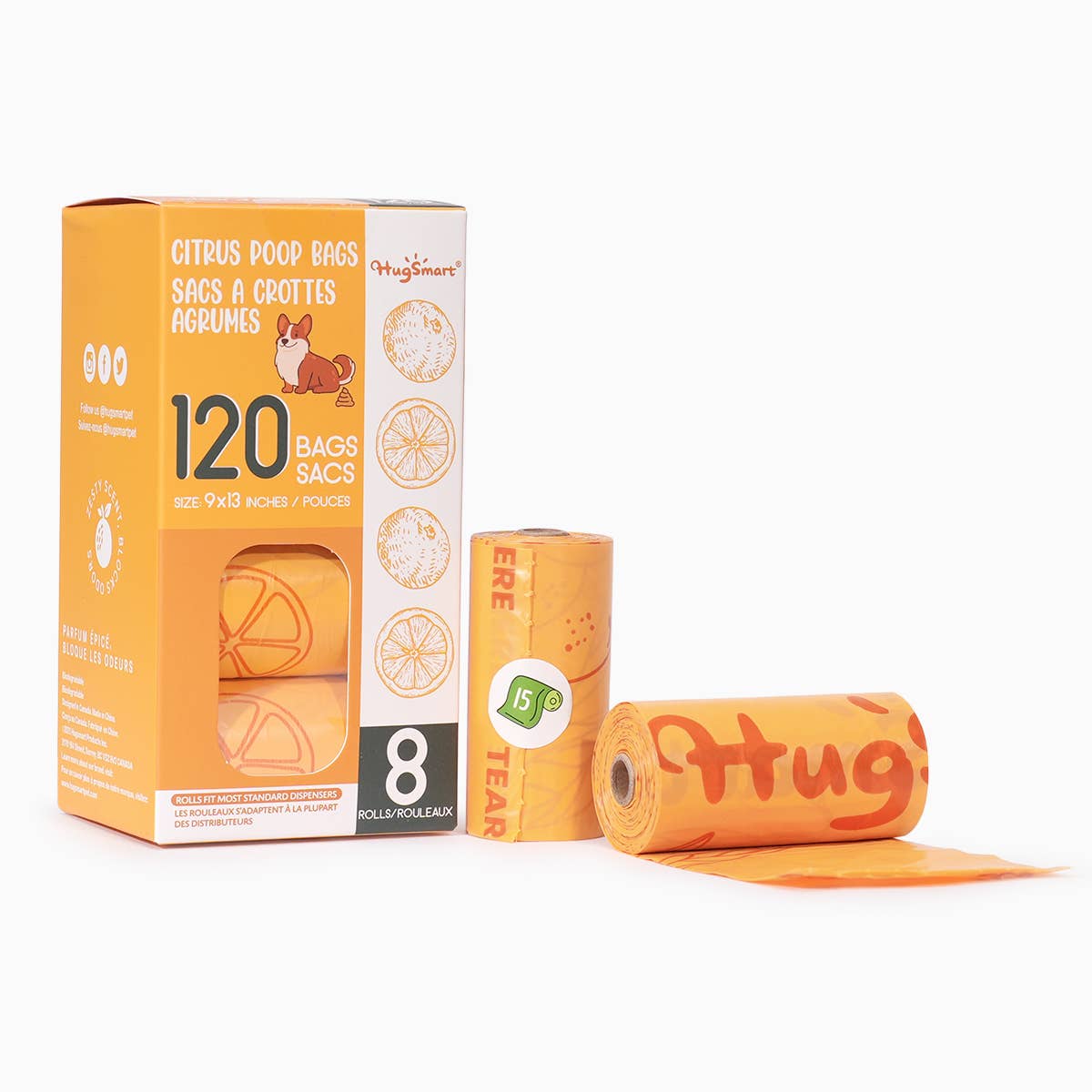 Hugsmart Products Inc - HugSmart Pet - Poop Bag | Citrus Poop Bags 8pack Image