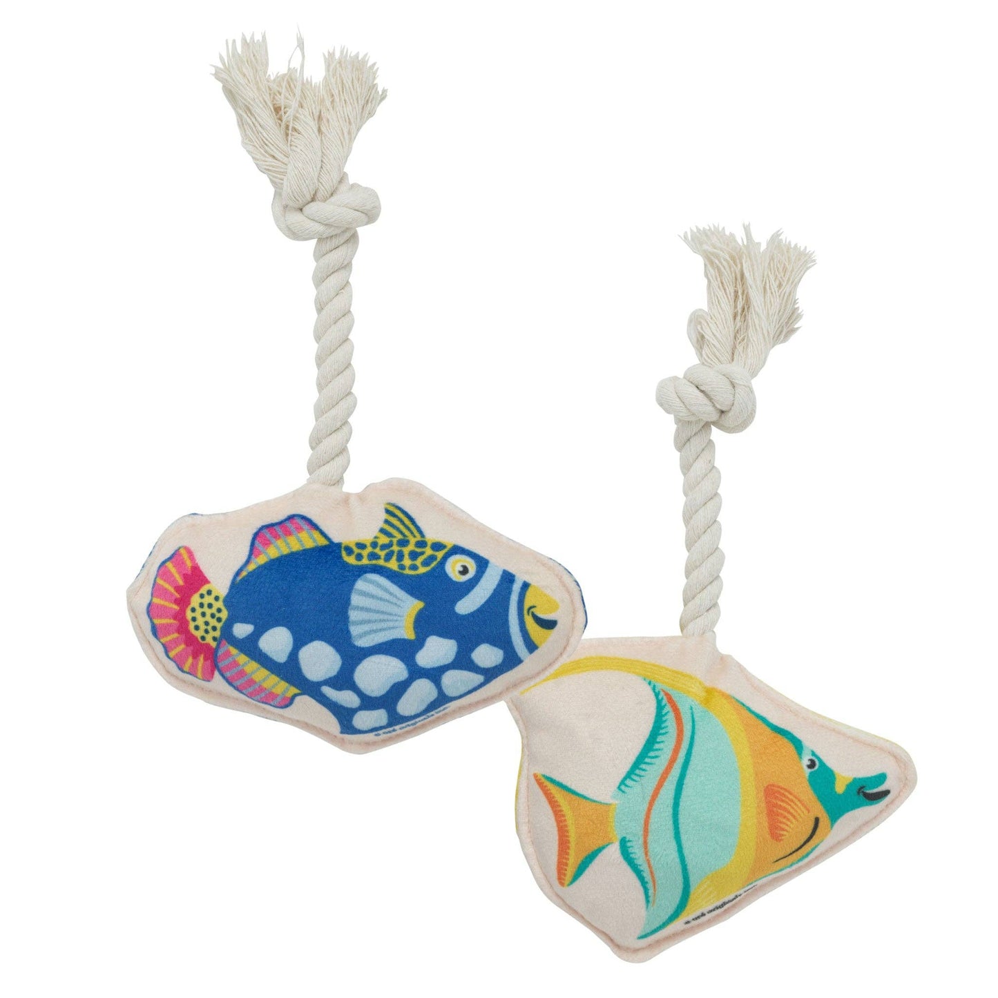 Speckle and Spot by Ore’ Originals - Mini Dog Toy Set | Tropical Fish Image
