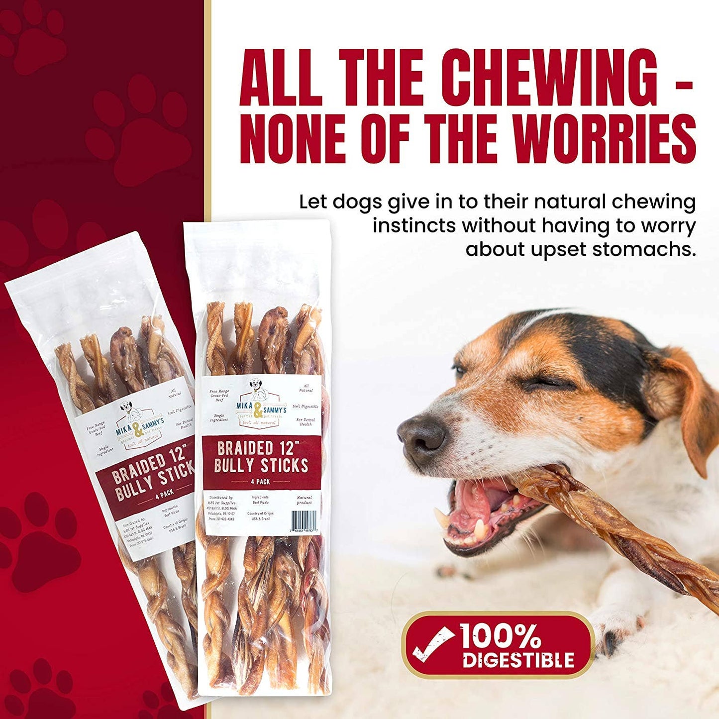 Mika and Sammy's Gourmet Pet Treats - Braided Bully Sticks Image