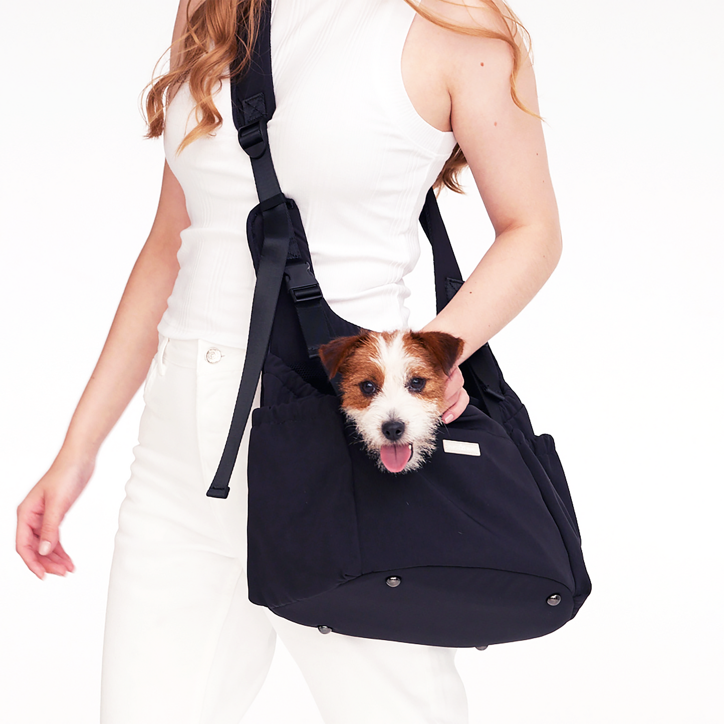Pups & Bubs - [New Colors!] Carry Me Crossbody Carrier | Dog & Cat Carrier Black Image