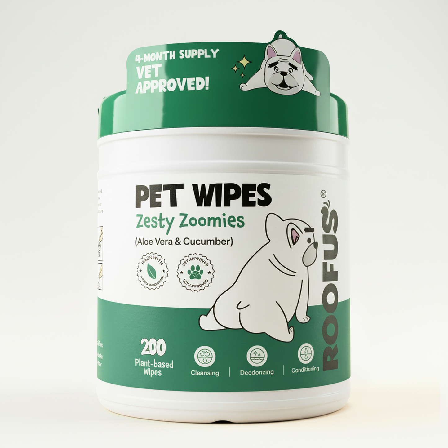 Roofus - Hydrating Pet Wipes | Zesty Zoomies | 200 XL Wipes Image