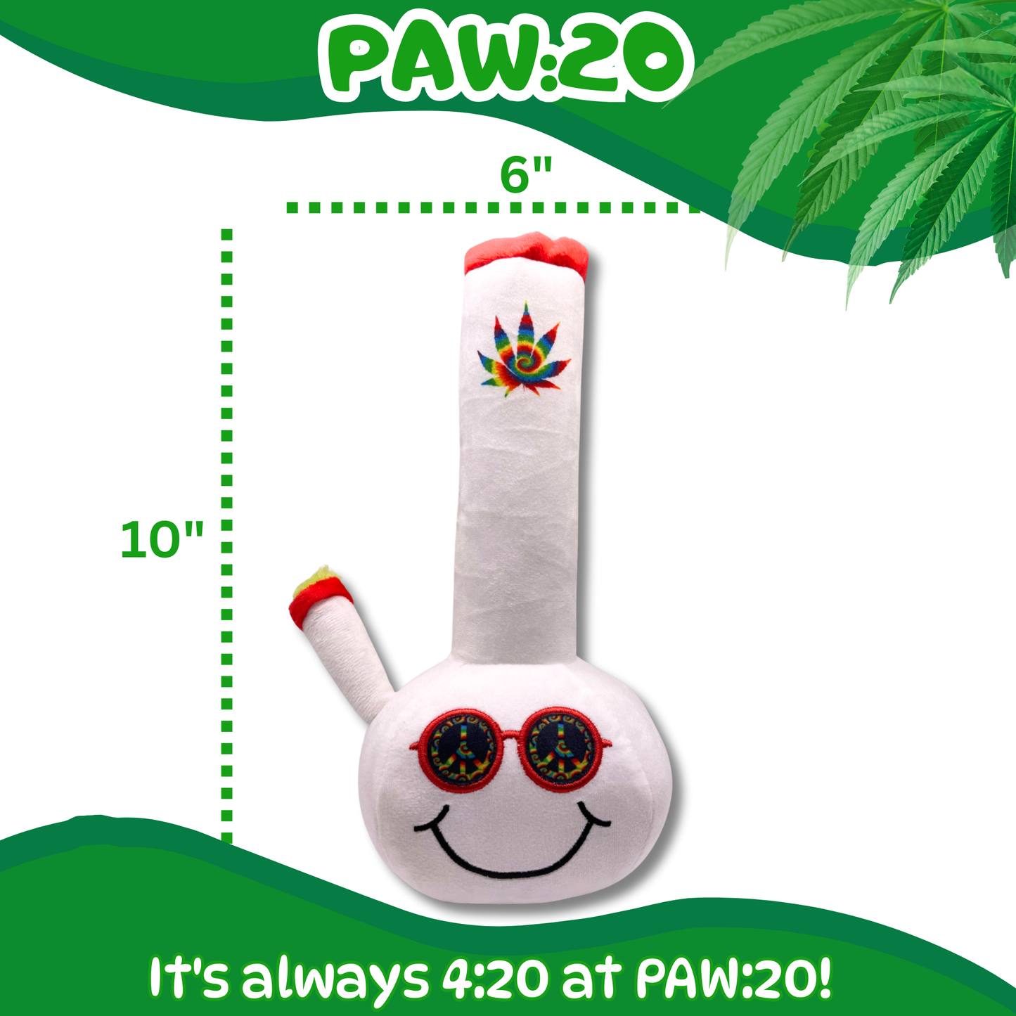 PAW:20 - Billie Bong, Parody Plush Squeaker 420 Dog Toy Image