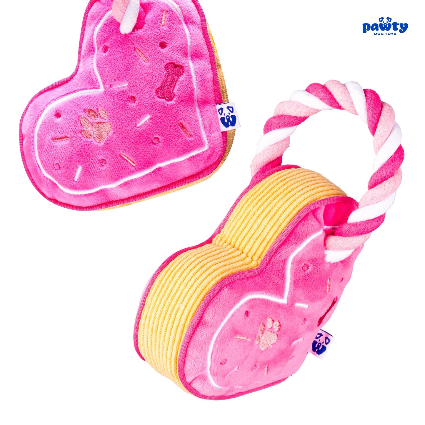 PAWTY Dog Toys - Love Heart w/ Tug Rope Image