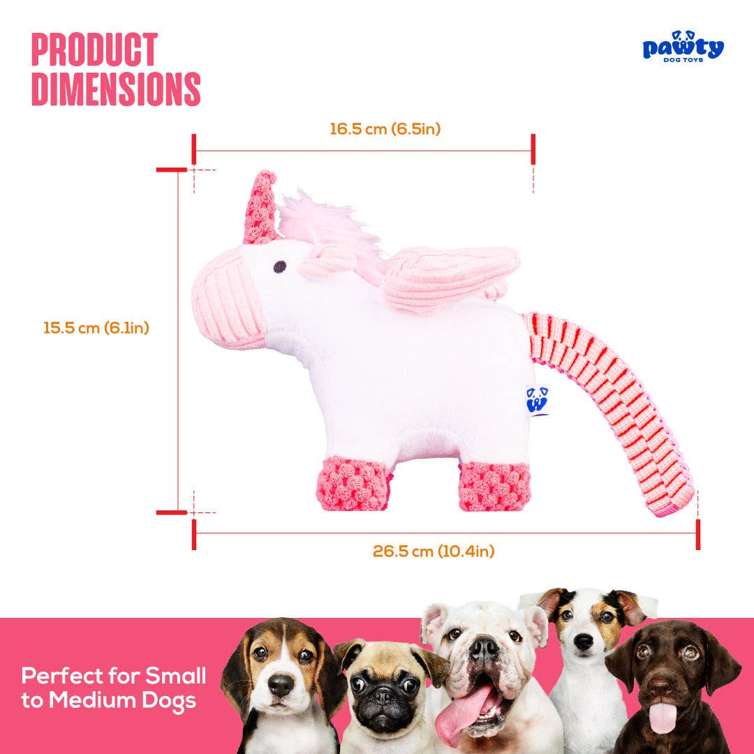 PAWTY Dog Toys - PAWTY Unicorn Dog Toy – Plush Magical Squeaky Toy with Crinkle Wings – Soft & Durable Chew Companion – Cute Fantasy Gift for Dogs – Ideal for Small & Medium Dogs Image