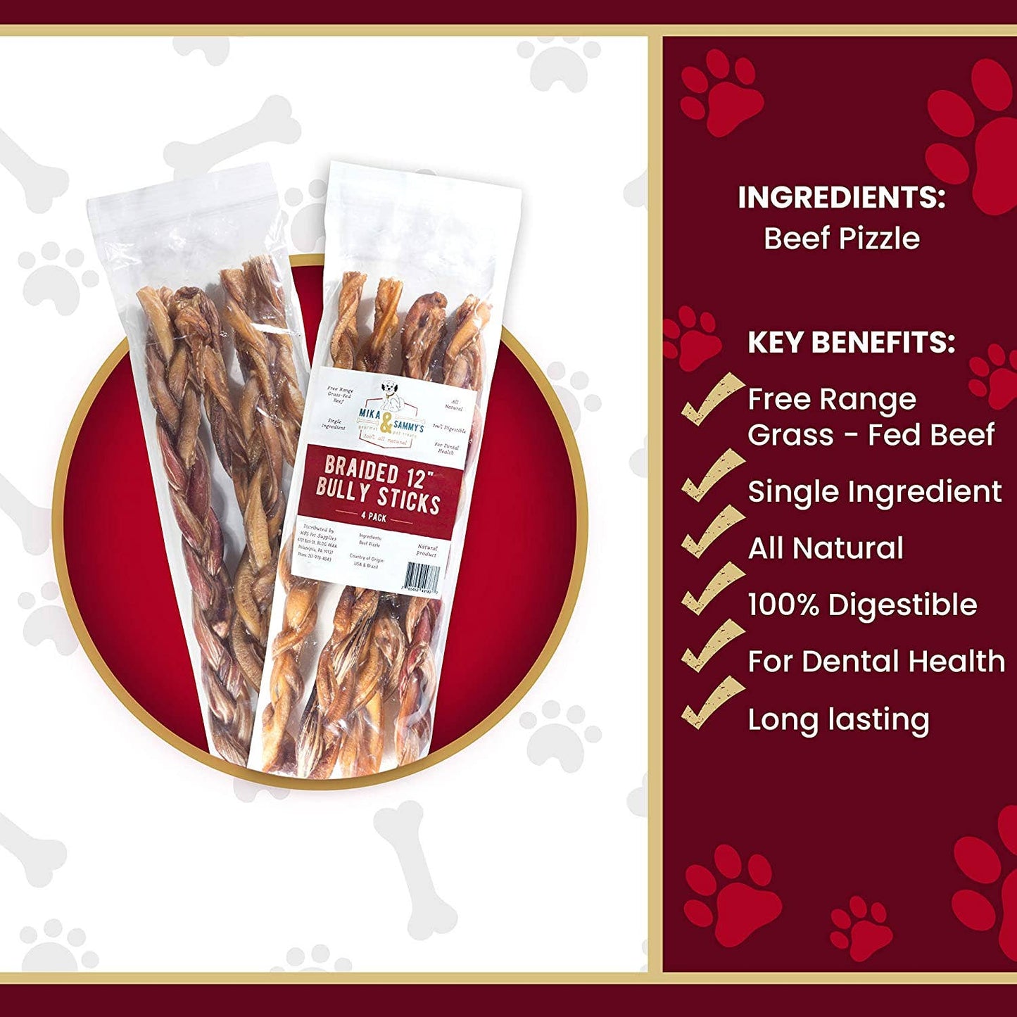 Mika and Sammy's Gourmet Pet Treats - Braided Bully Sticks Image