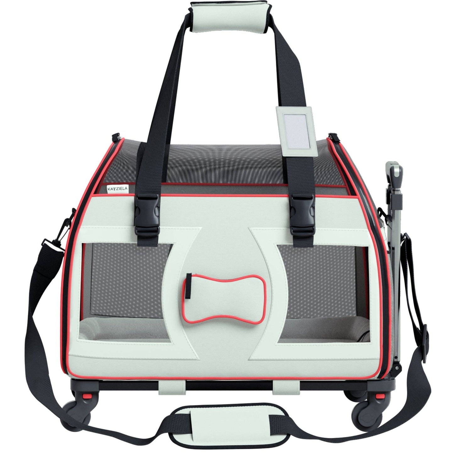 Luxury Rider Pet Carrier with Removable Wheels Gray and Red Image