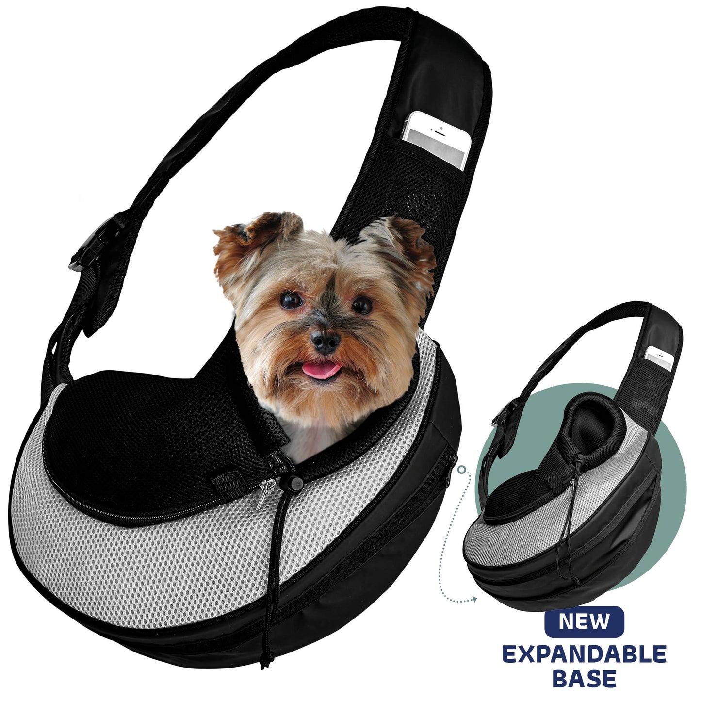 Pet Expandable Sling - Black: Green  Image