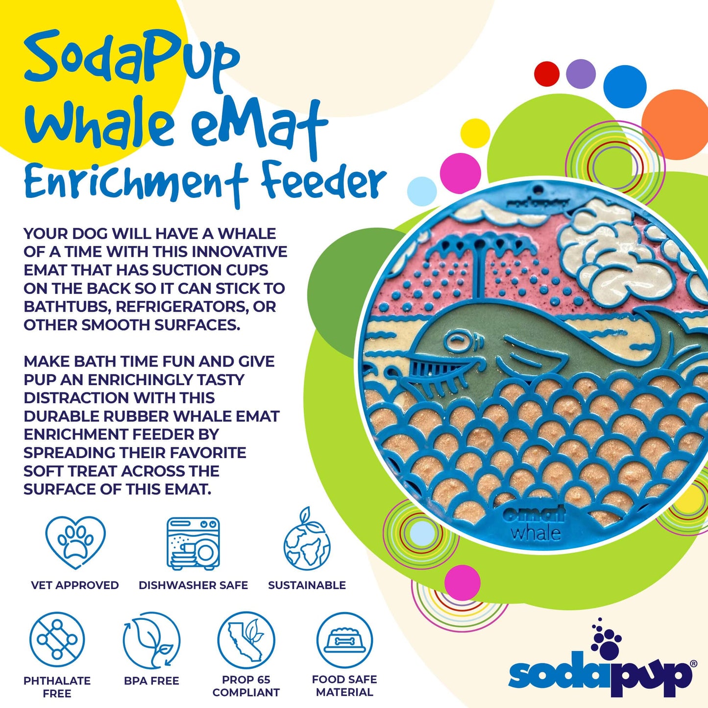 SodaPup Dog Toys - Whale Design eMat Enrichment Lick Mat With Suction Cups Image